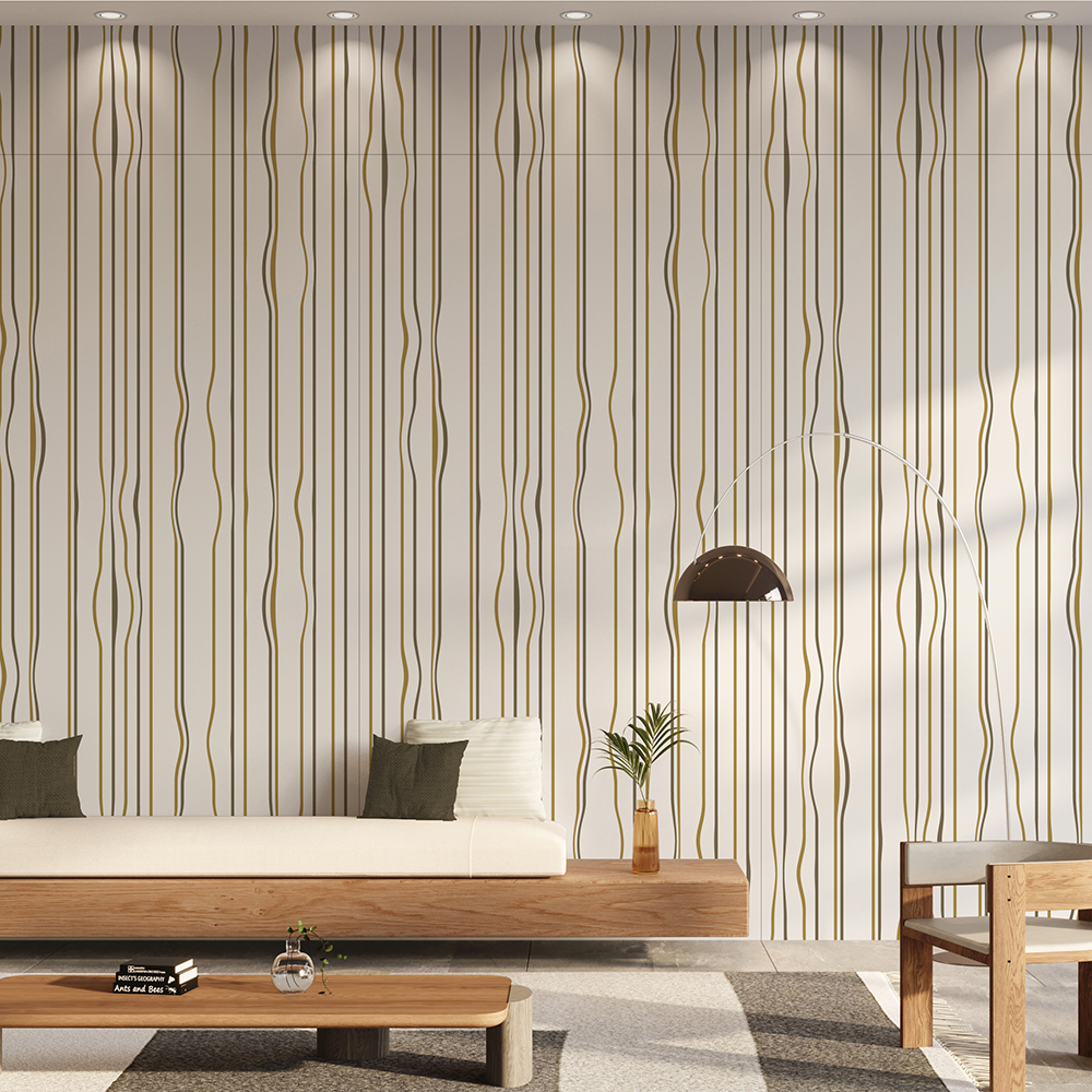 Modernist Collection - 3D Stripe Gold FMZ502049 Available Sizes: 47" W x 94" H