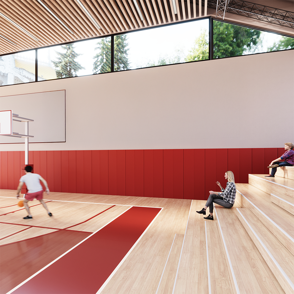 Elegant wooden wall panels enhance the aesthetic of a spacious lobby area